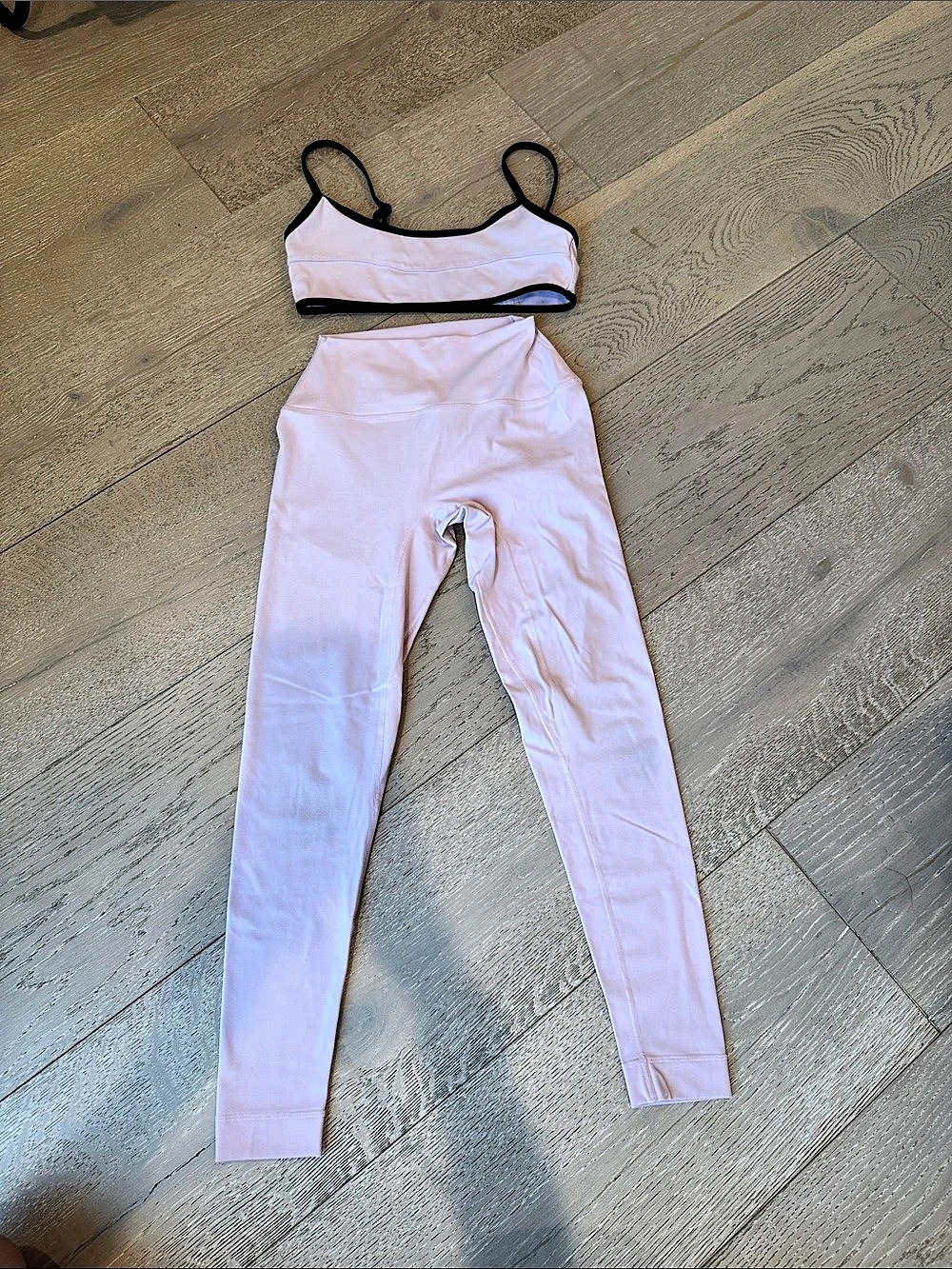 SET Active Sportbody Sporty Strap Bra and Leggings Set Pink & Black Set Size